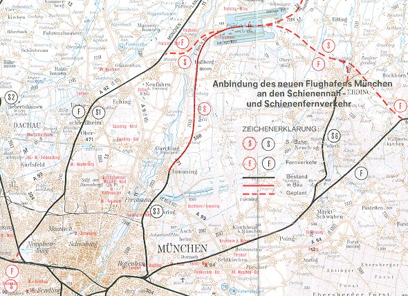 Plan für Anbindung des Fluhafens München an den Schienenverkehr